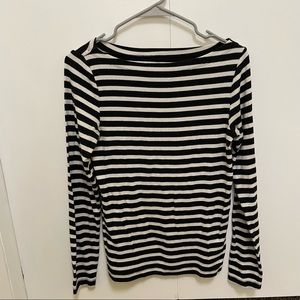GAP black and white striped boatneck long sleeve shirt